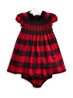 Комплект из 2 предметов: платье в клетку и шаровары в клетку для маленьких девочек Polo Ralph Lauren, цвет Black Red