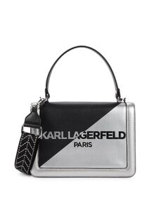 Двухцветная сумка-портфель Simone с логотипом Karl Lagerfeld Paris, цвет Black Silver