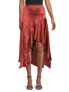 Атласная юбка-миди Sunrise High Low Free People, цвет Russet Red