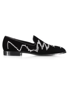 Бархатные лоферы Flavio для курения Giuseppe Zanotti, цвет Black Silver