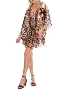 Мини-платье с завязками и принтом La Moda Clothing, цвет Royal Jungle