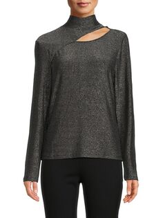 Трикотажный топ с блестящими вырезами Dkny, цвет Black Silver