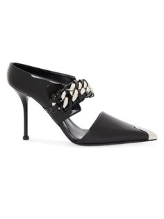 Туфли из лакированной кожи с цепочкой Alexander Mcqueen, цвет Black Silver