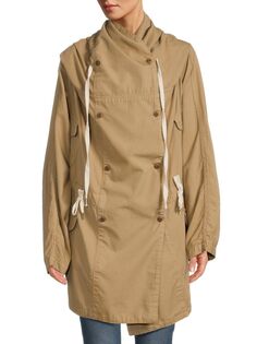 Двубортное пальто-карго с капюшоном Sofia Nsf, цвет Safari