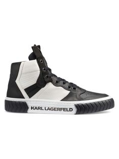 Кроссовки средней высоты из кожи и питона Karl Lagerfeld Paris, цвет Black White