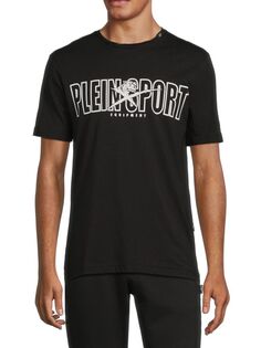 Двухцветная футболка с логотипом Plein Sport, цвет Black White