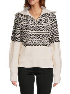 Вязаный свитер на молнии с геометрическим рисунком Avantlook, цвет Black White