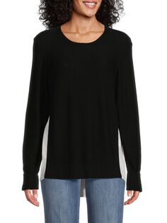 Двухцветный высокий низкий свитер Donna Karan, цвет Black White Dkny