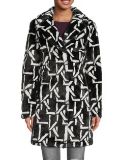 Пальто из искусственного меха с монограммой Karl Lagerfeld Paris, цвет Black White