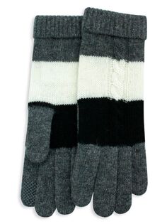 Полосатые кашемировые технические перчатки Portolano, цвет Black White