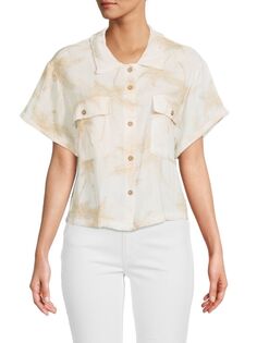 Укороченная рубашка с принтом пальмы Vintage Havana, цвет Sand White