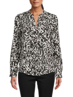 Рубашка с воротником-стойкой с абстрактным принтом Calvin Klein, цвет Black White