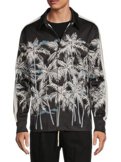 Спортивная куртка на пуговицах с пальмовым принтом Palm Angels, цвет Black White