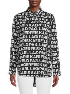 Рубашка с заниженными плечами и логотипом Karl Lagerfeld Paris, цвет Black White