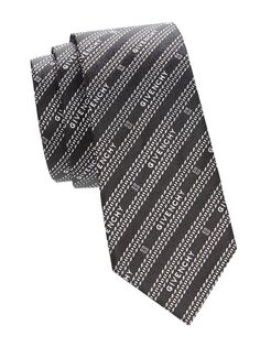 Шелковый галстук в полоску с логотипом Givenchy, цвет Black White