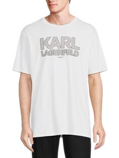 Клетчатая футболка с логотипом Karl Lagerfeld Paris, белый
