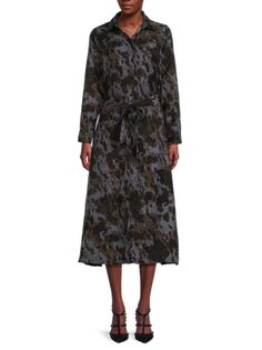 Абстрактное платье-рубашка с поясом Yal New York, цвет Blue Combo