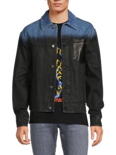 Джинсовая куртка с эффектом омбре Roberto Cavalli, цвет Blue Black