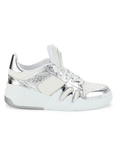 Кроссовки Talon из кожи и кожи с тиснением металлик Giuseppe Zanotti, цвет White Silver