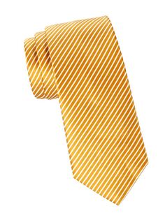 Полосатый шелковый галстук Brioni, цвет White Yellow