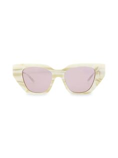 Солнцезащитные очки «кошачий глаз» 53MM Gucci, цвет White Silver