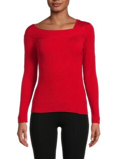 Асимметричный свитер в рубчик Donna Karan, красный Dkny