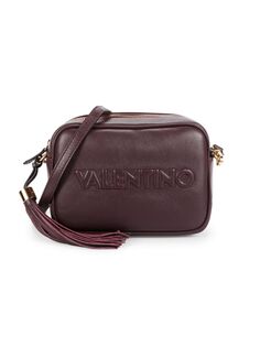 Кожаная сумка через плечо Mia с тиснением логотипа Mario Valentino, цвет Fig Purple