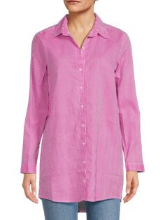 Рубашка оверсайз из смесового льна с высоким низким вырезом Saks Fifth Avenue, розовый