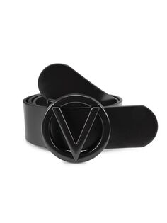 Кожаный ремень с пряжкой с логотипом Giusy Mario Valentino, черный