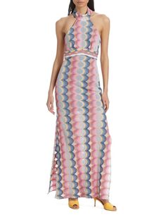 Трикотажное платье макси Isaac с геометрическим узором Ramy Brook, розовый