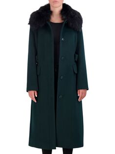 Фирменное пальто из смеси шерсти и искусственного меха Cole Haan, цвет Forest