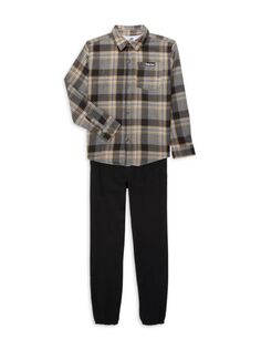 Комплект из двух предметов: рубашка и брюки в клетку для мальчика Timberland, черный