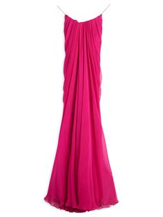 Шелковое плиссированное платье макси Alexander Mcqueen, розовый