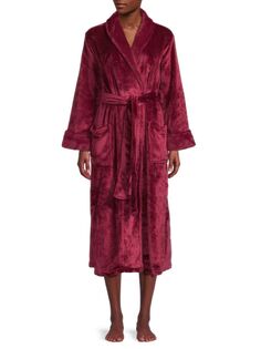 Плюшевый халат из искусственного меха Natori, рубин