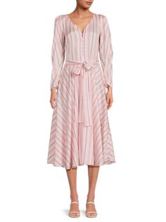 Шелковое платье миди в полоску Evanthe Etro, розовый