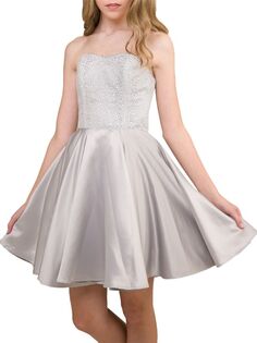 Мини-платье с расклешенными пайетками для девочек Un Deux Trois, серебро