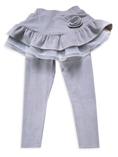 Леггинсы с многоярусной юбкой для маленьких девочек и девочек Joe-Ella, серебро