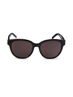 Круглые солнцезащитные очки 55MM Saint Laurent, черный