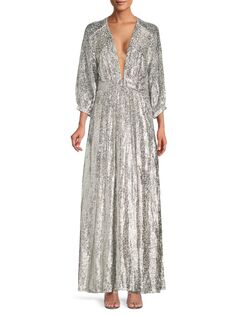 Платье макси с открытой спиной и эффектом металлик Dara Ba&amp;Sh, серебро Ba&Sh
