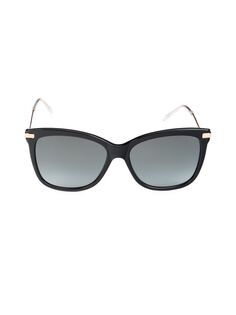 Солнцезащитные очки Steff 55MM с волнистой прямоугольной формой Jimmy Choo, цвет Gold Black
