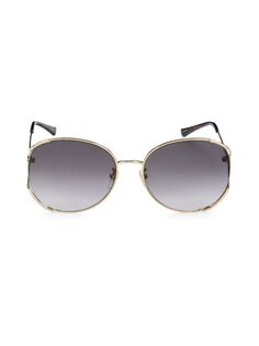 Овальные солнцезащитные очки 59MM Gucci, цвет Gold Grey