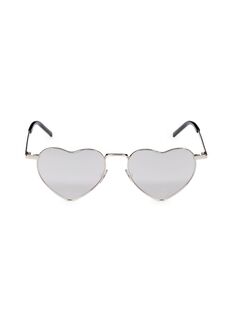 Солнцезащитные очки с металлическим сердцем 52MM Saint Laurent, серебро