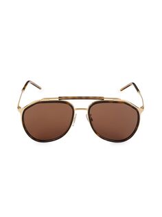 Овальные солнцезащитные очки-авиаторы 57MM Dolce&amp;Gabbana, цвет Gold Havana