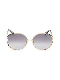 Овальные солнцезащитные очки 59MM Gucci, цвет Gold Grey