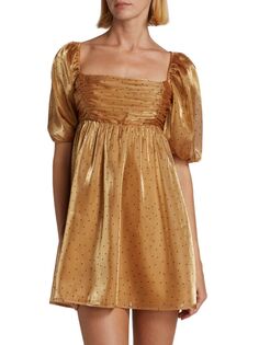 Платье Babydoll «Сделано для тебя» Wayf, цвет Gold Polka