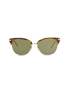 Солнцезащитные очки Clubmaster 56MM Thom Browne, цвет Gold Walnut