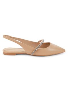 Кожаные балетки с открытой пяткой Crystalline Stuart Weitzman, цвет Golden Beige