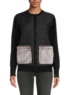 Куртка с карманами из искусственного меха Yal New York, черный