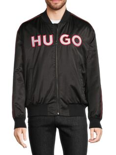 Куртка свободного кроя на молнии с логотипом Balix Hugo Boss, черный
