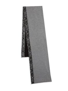 Двусторонний шерстяной шарф с логотипом Moschino, серый